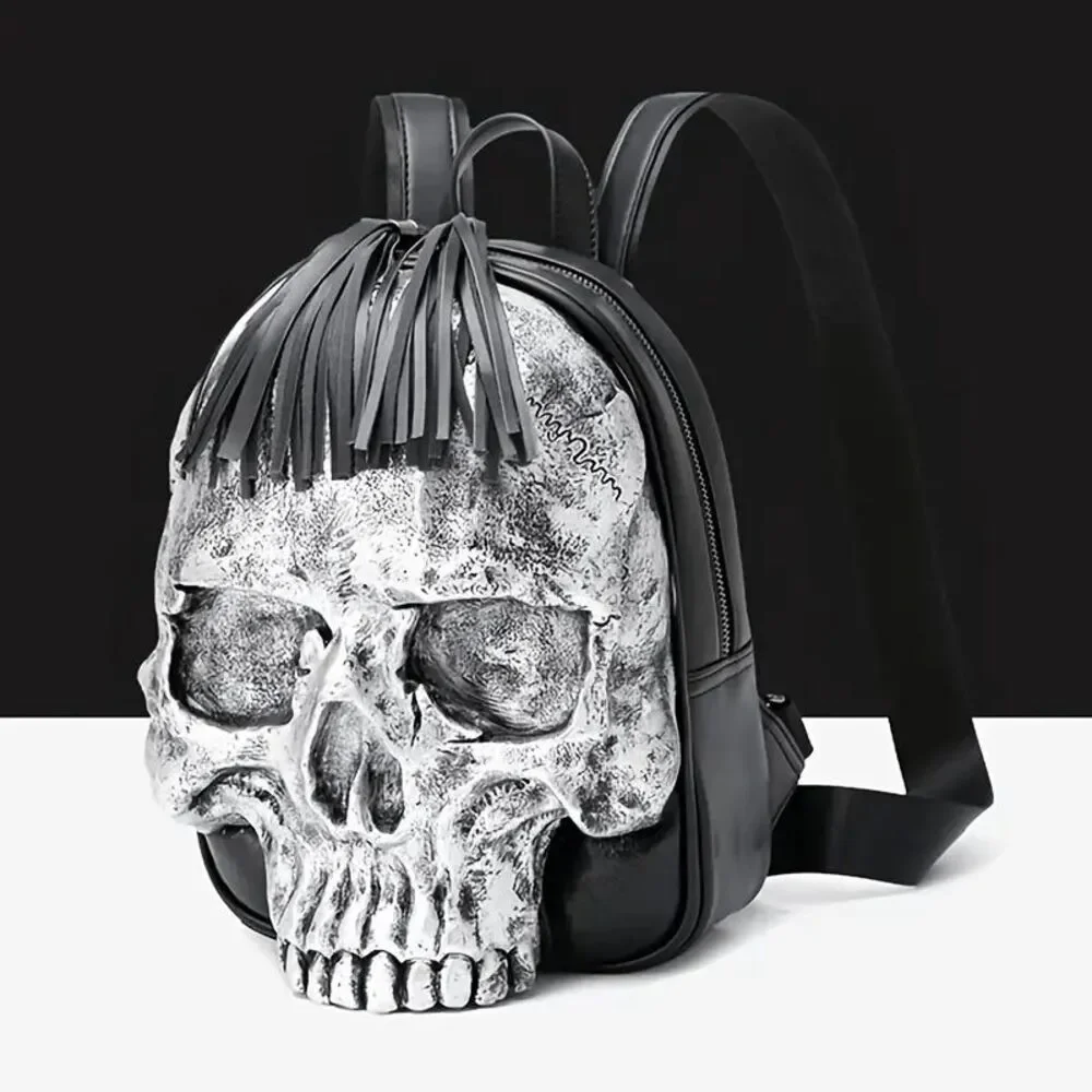 3D Embossed Skull Backpack - Women's Fashion Punk Street-Style Shoulder Bag